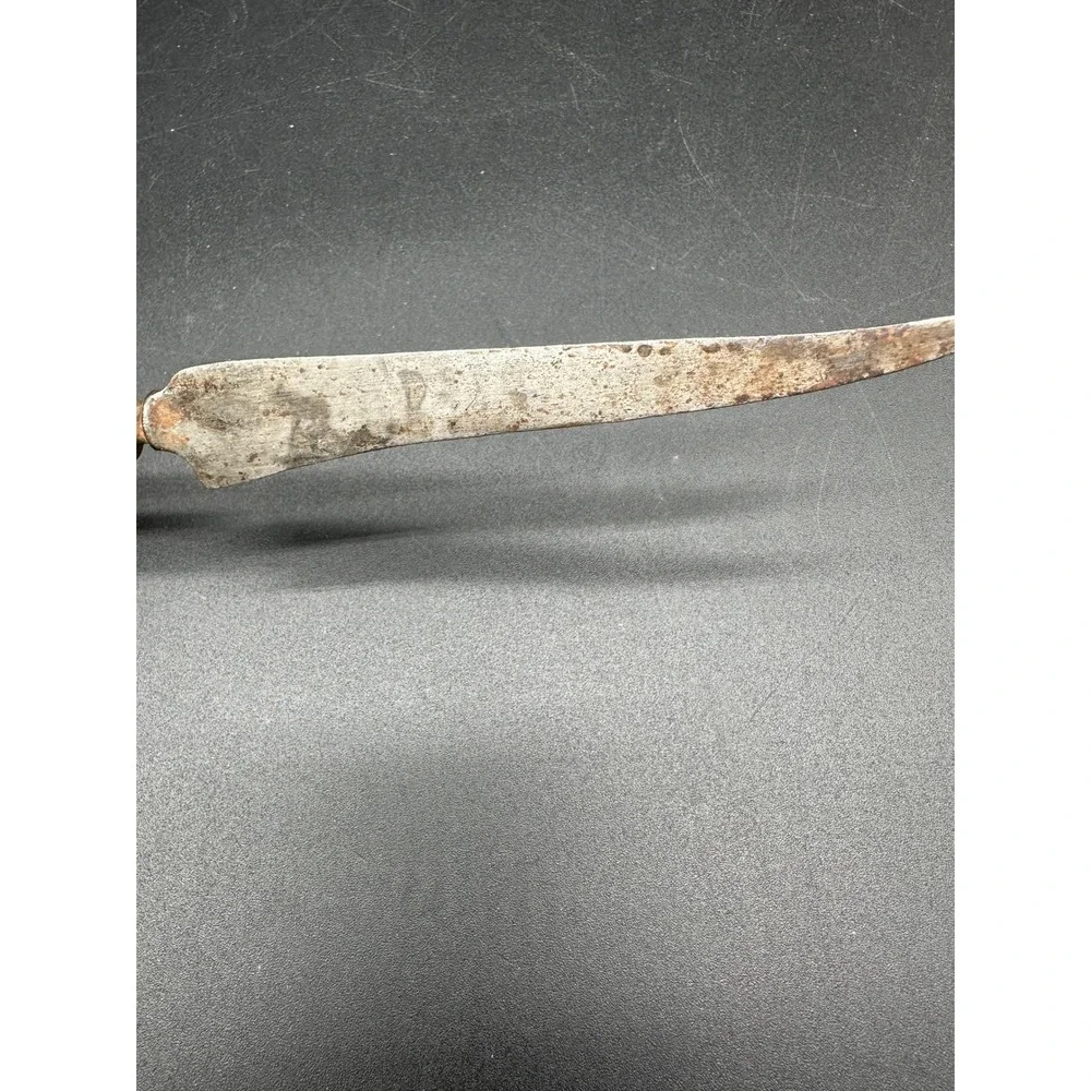 Vintage Wood Handle Metal‎ Letter Opener Etched Collar Rustic Desk Accessory